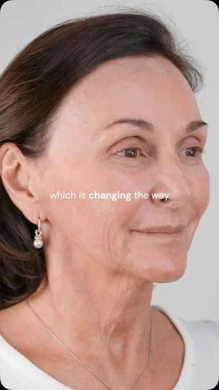 A woman turned three-quarters to camera, with the words “which is changing the way” set across the frame